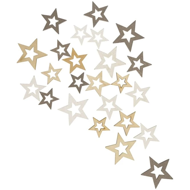 Streudeko - Sterne - Aus Holz - 24 Stück 1 Streudeko - Sterne - Aus Holz - 24 Stück