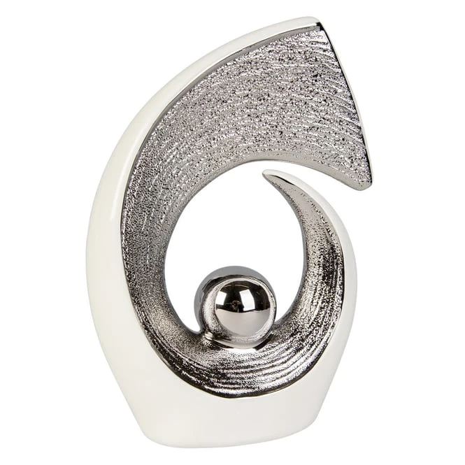 Standdeko - Aus Keramik - Ca. 14 X 5 X 20,5 Cm - Silber 1 Standdeko - Aus Keramik - Ca. 14 X 5 X 20,5 Cm - Silber