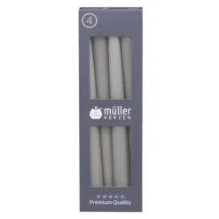 Spitzkerzen - Ca. 2 X 24,5 Cm - Grau - 4 Stück